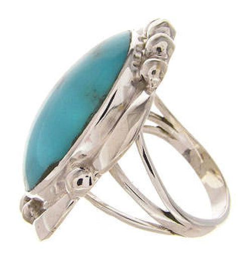 Southwest Genuine Sterling Silver Turquoise Ring Size 4-3/4 OS58929